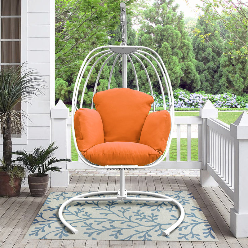 Fauteuil à œufs suspendu confortable avec support et balançoire hamac, PE en rotin durable pour la détente en plein air