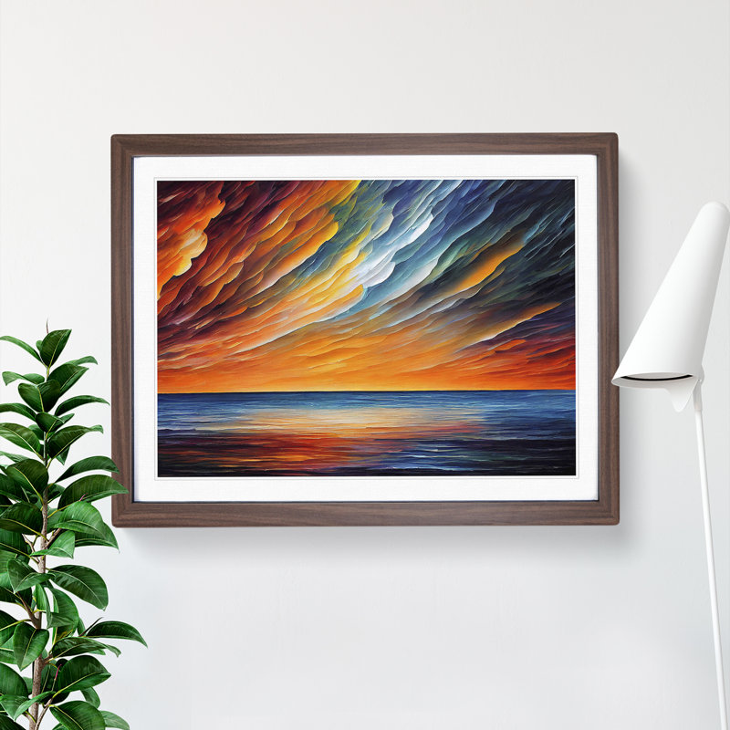 XH1022-6440X Ocean Clouds Vol.1 Abstract 1 Piece Single Picture Frame Wall Art, 25cm H x 34cm W x 2cm D, Walnut