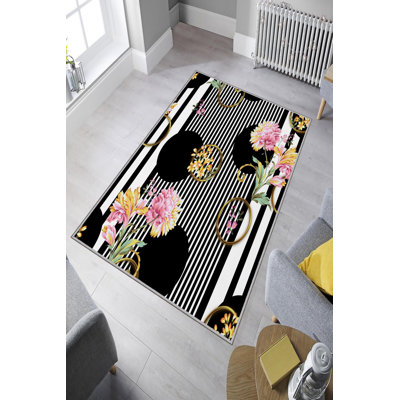 Premium Woven Carpet, 5.2 x 7.5 ft, 100% Polyester, Antibacterial, Non-Slip Underside, 0.3 in Pile Height | Machine Washable, 3D Digital Print | Perfect for Living Room, Bedroom & Office Décor