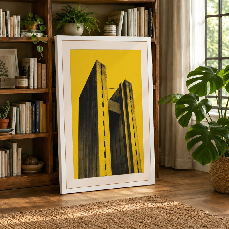 Towers Industrial - Wrapped Canvas, 24x16 - 61.0 x 40.6 cm, Taupe Border