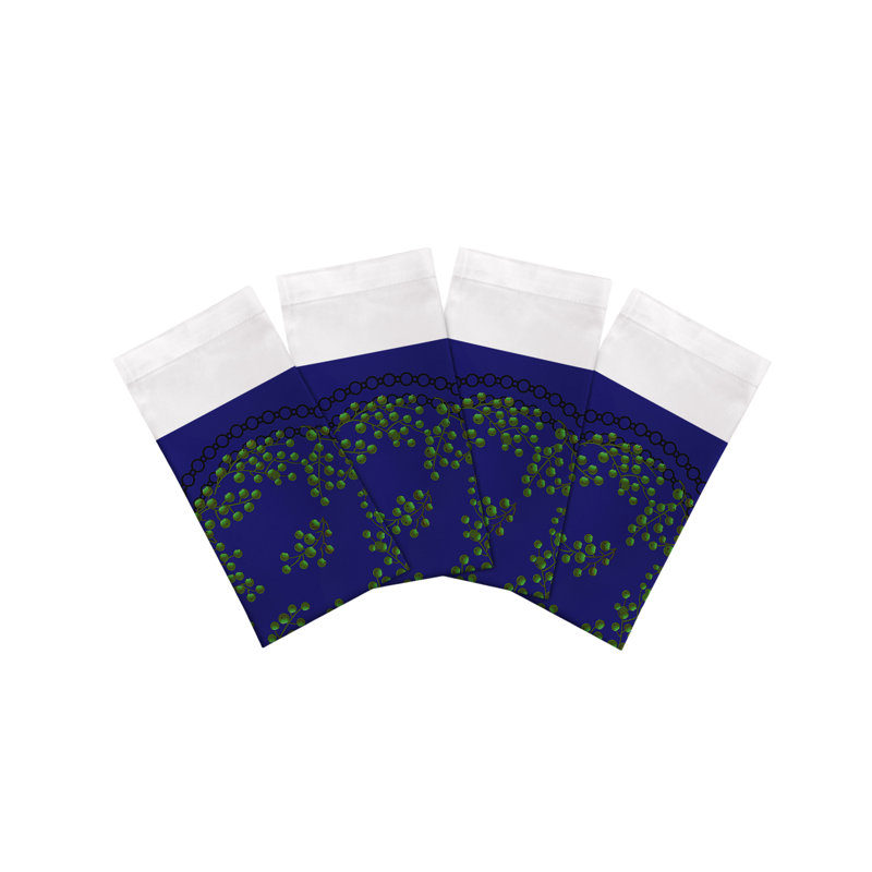 Christmas Berries Cotton Sateen Dinner Napkins, Green Blue