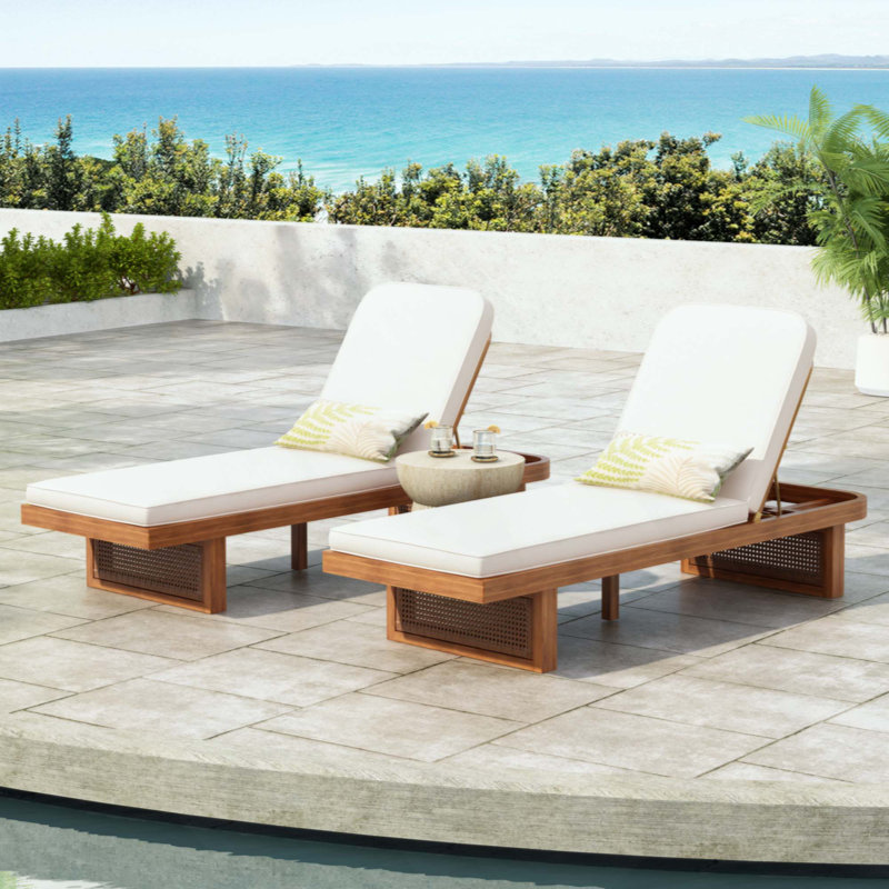 Outdoor Lounge Chair - Acacia Wood & PE Rattan Design With Cushion, MP4, 4