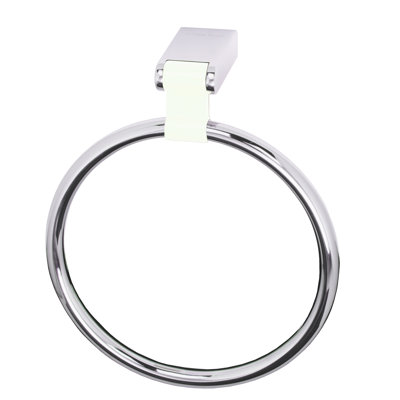 Petit porte-serviette Iris. Chrome-blanc