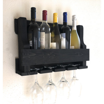 Bouteille à vin à fixation murale 5 bouteilles et support en verre Kaira