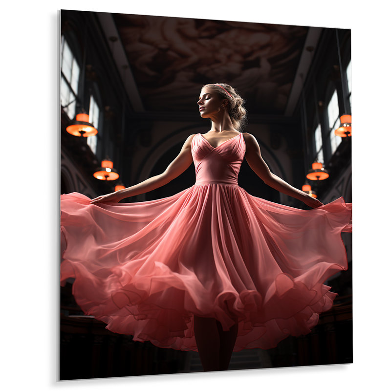 Danse de ballet rose IV - Ballet, art mural en métal, salon, H 32 po x l 16 po x P 1 po