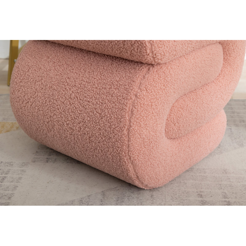 Tabouret de maquillage en forme de S avec repose-pieds et tabouret, rose
