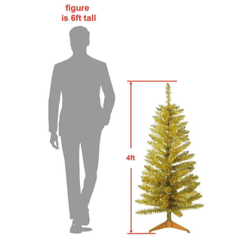 Arbre de Noël doré de 4 pi avec 50 lumières incandescentes et 122 pointes pour les petits espaces