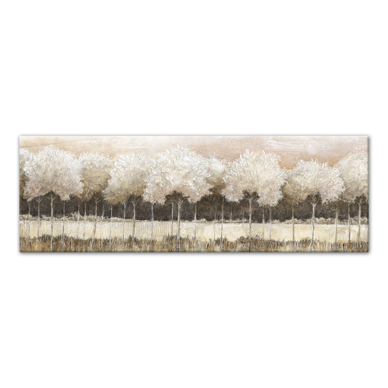Paysage d'arbre neutre - Peinture, Toile tendue, H 12 po x l 36 po x P 1,25 po