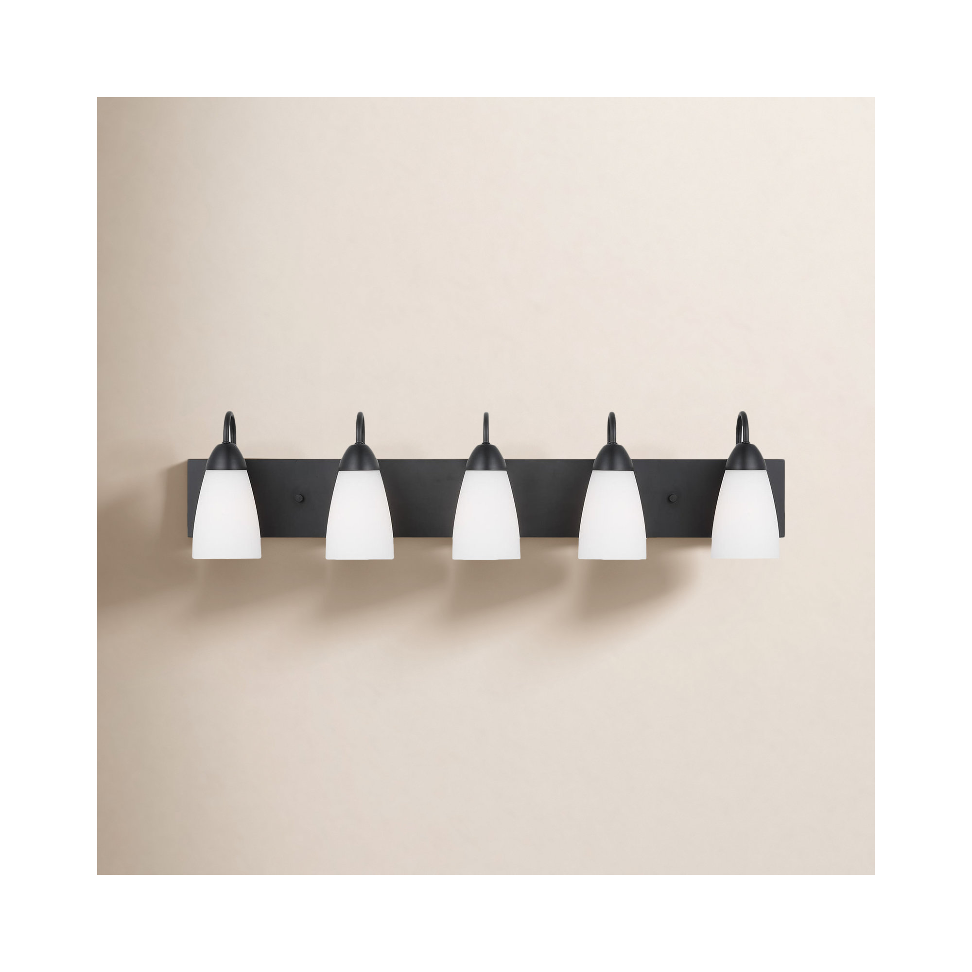 5 Light Frosted Dimmable Vanity Light, Midnight Black, No