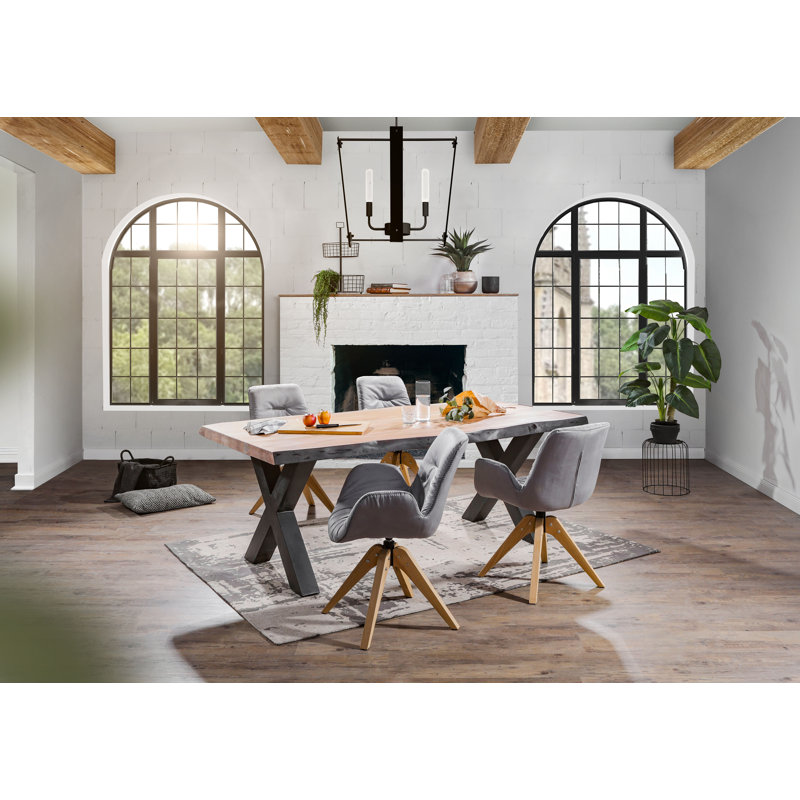 Brada Upholstered Swivel Armchair, Light Gray