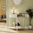 Unique Half Moon Design End Table with 2 Storage Drawers and Bottom Shelf-234585763