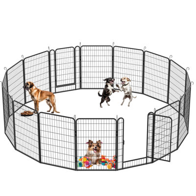 39.37'' H 16 Panel Metal Exercise Pen With Door Dog Fence for Outdoor