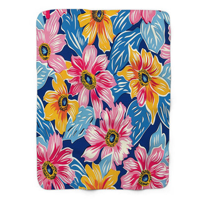 Fleurs d'automne Preppy - 1 pièce Sherpa Premium