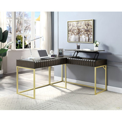 Bureau d'ordinateur transitionnel à deux tons antique, conception de dessus de port USB et tiroir dissimulé