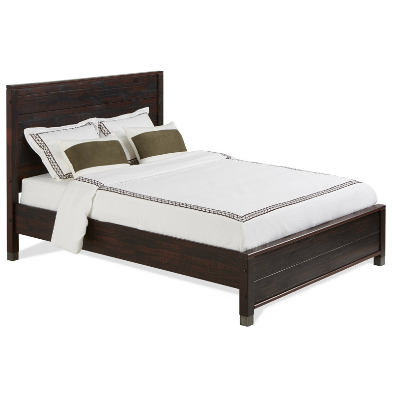 Lanora Solid Wood Panel Bed, Walnut, Full/Double