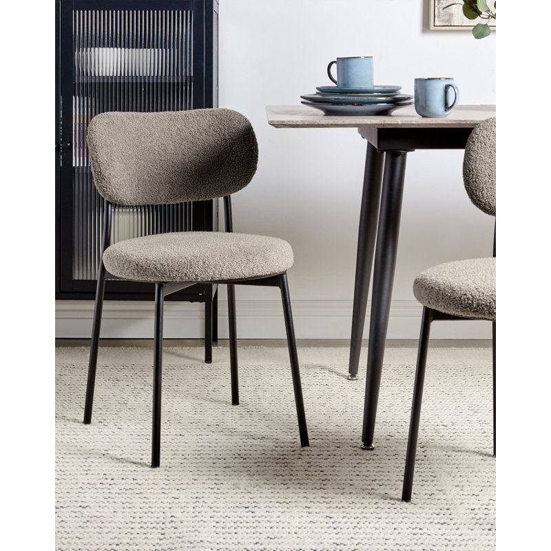 Mustin 46cm H Polyester Blend Upholstered Metal Side Chair, Taupe