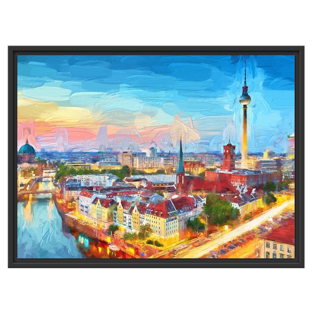 Gerahmtes Wandbild Berlin City Panorama Kunst