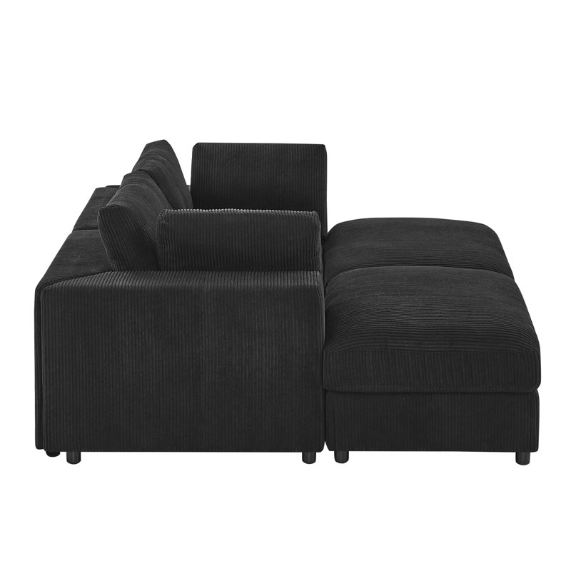 Canapé modulaire en velours côtelé Belltrail, Black Corduroy