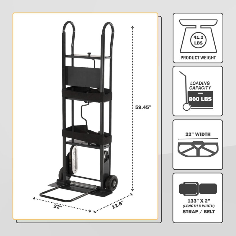 Olympia Tools 800 Lb Hand Truck with Ratchet Straps for Appliances and Furniture