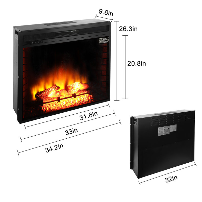 Foyer électrique encastrable Liutulf, H 34,2 po x l 12 po x P 26,3 po