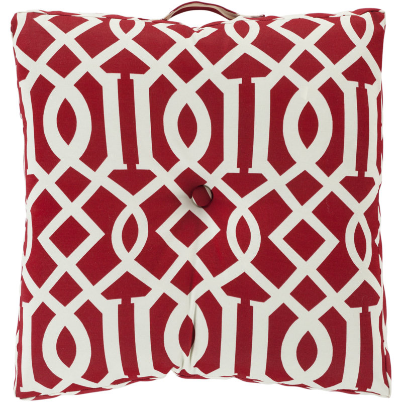 Charming Key Geometric Outdoor Throw Pillow, Cherry