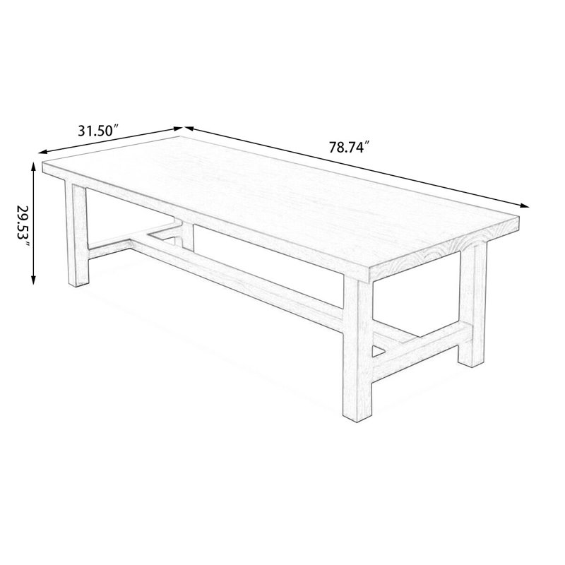 Brown Rectangular Solid Wood desk, 29.6" H x 78.8" W x 31.5" D