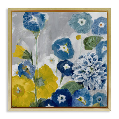 Coquelicots abstraits bleus et jaunes