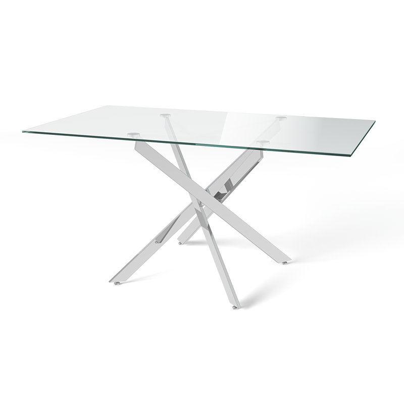 ClipperCove Glass Top Metal Base Dining Table