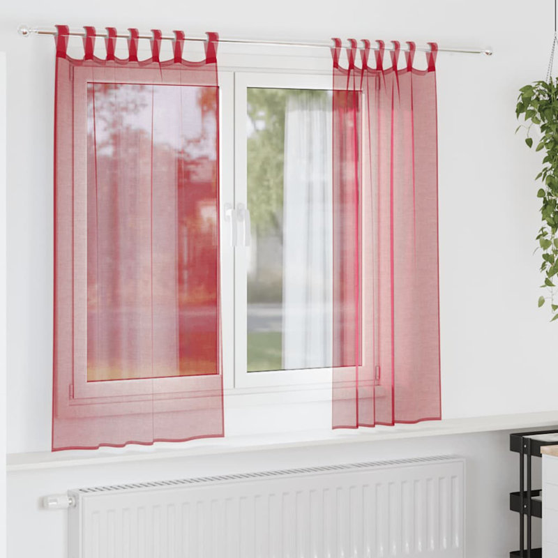 Vidaxl Voile Curtains With Loops 2 Pcs 140 Cm, 140cm Width x 175cm Drop, Wine Red