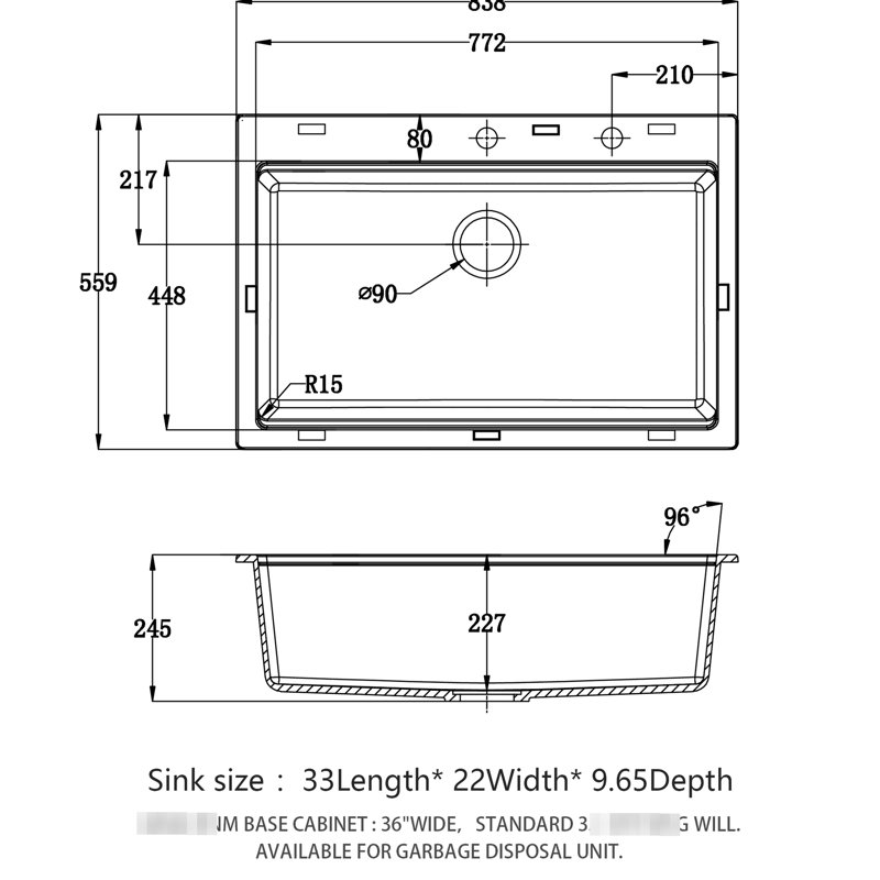33X22" Black Granite Composite Quartz Kitchen Sink, Workstation, Smooth And Quiet, Non - Porous To Keep Clean, Comes With Drying Rack Assembly Workstation Composite, Surface, Easy Wipe Bottom Grid