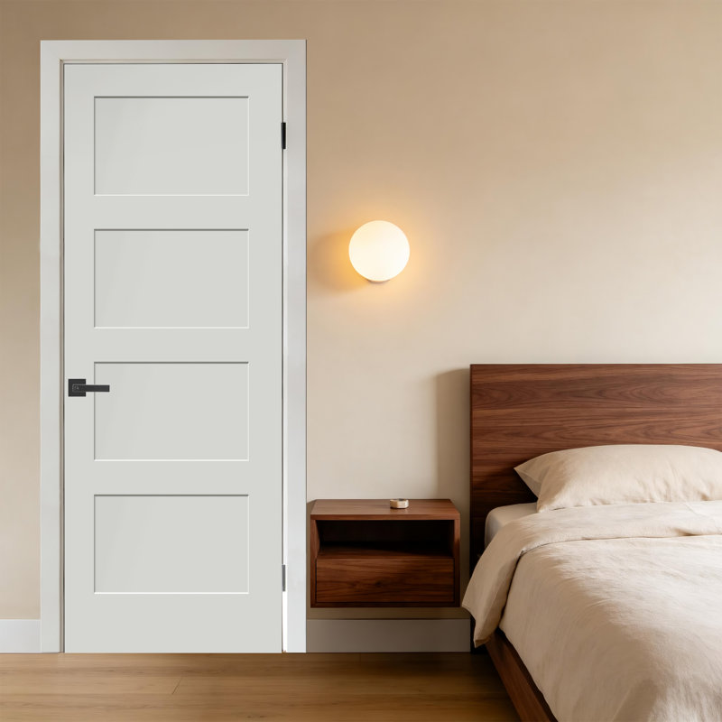 Porte intérieure standard en bois massif apprêté à 4 panneaux sans trou, 32 po x 80 po