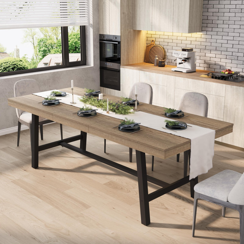 Table de salle à manger extensible 63-83 ", table de salle à manger rectangulaire industrielle pour 6 à 8 personnes, table de cuisine extensible