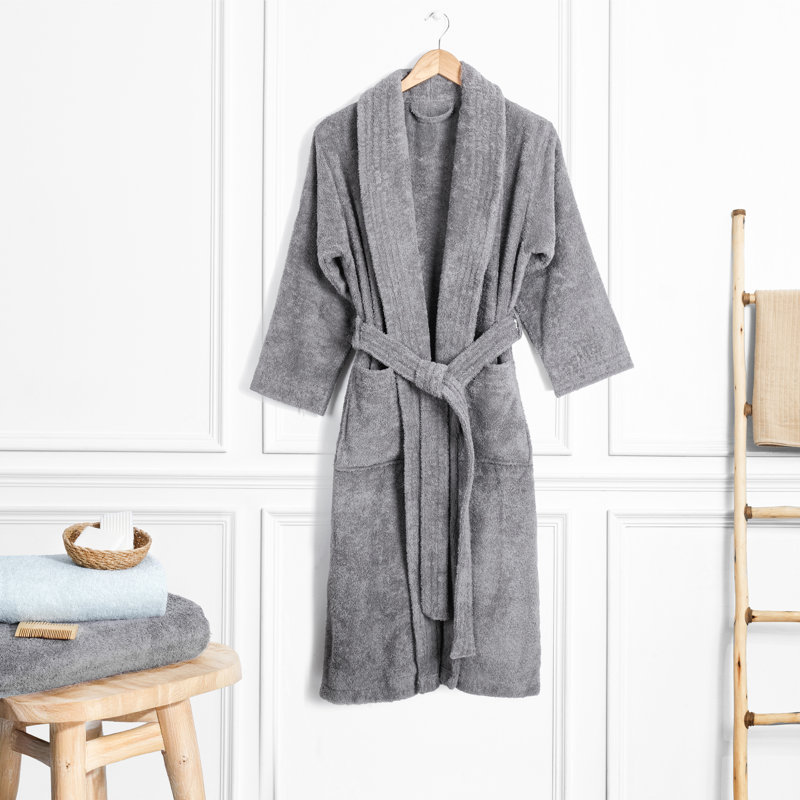Peignoirs 100% coton turc, robes de chambre légères et absorbantes, L, Gris clair