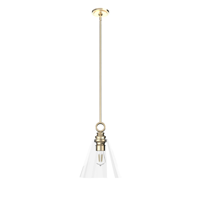 Klein 1 Light Glass Cone Pendant, Alturas Gold, Medium