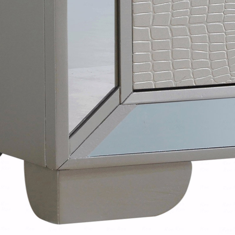 Modern Silver Champagne Bedside Nightstand Table, Champagne