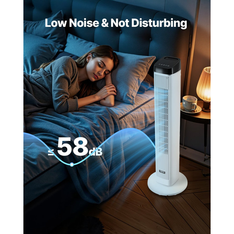 Tower Fan, 22 Ft/S Velocity Quiet Floor Fan, 70° Oscillating Fans For Indoors With 3 Speeds, 4 Modes, 12H Timer, Portable Standing Bladeless Fan With Remote Control For Bedroom, Office, Home
