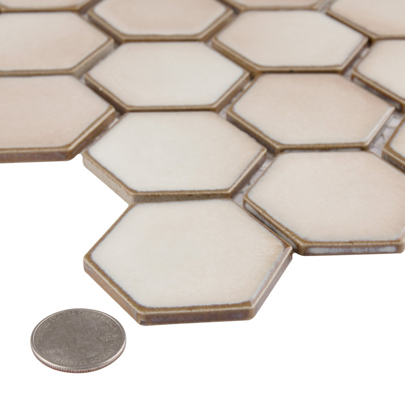 Hudson Due 2" x 2" Hex Porcelain Mosaic Wall & Floor Tile, Truffle
