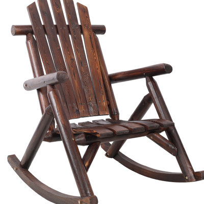 Ergonomic Wooden Porch Rocker In Brown, Fir Wood Construction, Smooth Finish, Ideal For Relaxation Brown Rocker, High - Capacity Support, Relaxing Outdoor Atmosphere