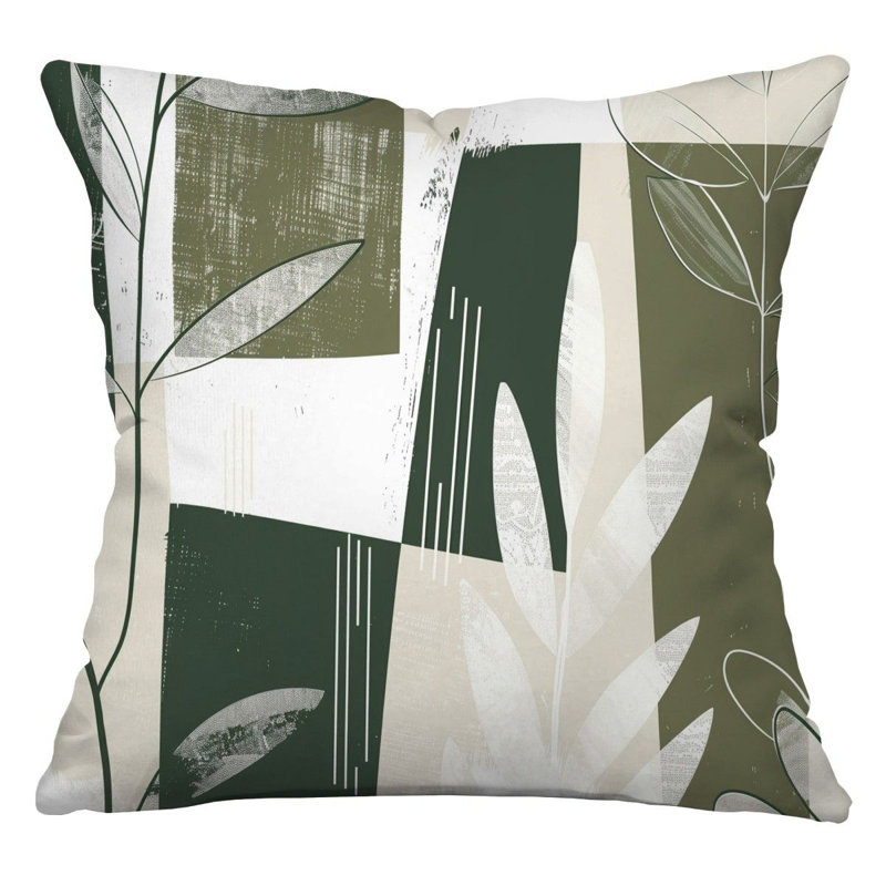 Botanical Cool Pattern   Reversible Throw Pillow, 20"H x 20"W