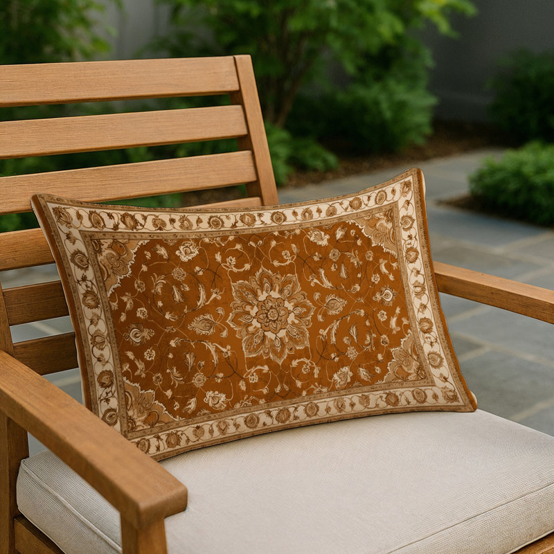 Coussin décoratif intérieur et extérieur Tabriz, Rectangle H 25 po x l 18 po, Brun oriental oriental 121