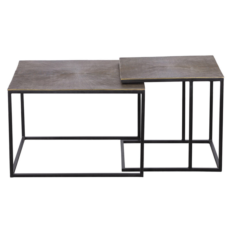 Rectangular Black Metal Nesting Coffee Tables