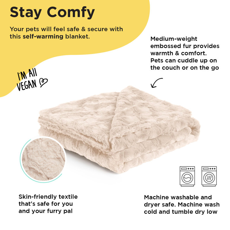 Large Cream Faux Fur Pet Blanket, 40x50