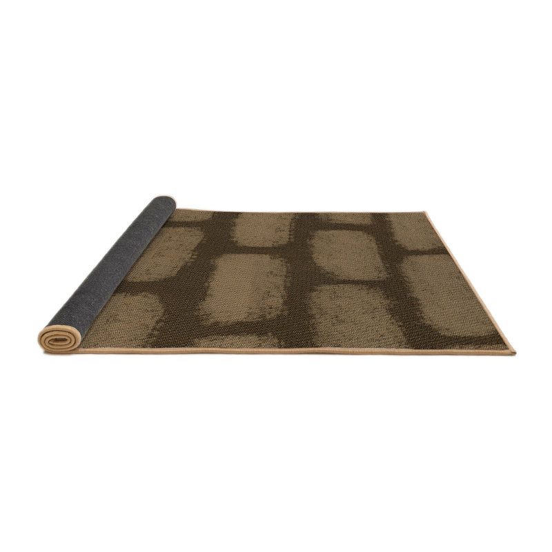 Tapis abstrait vert foncé / brun, Rond 7 pi