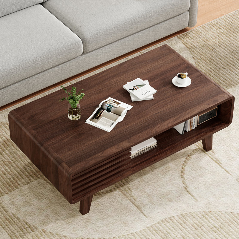 Modern Coffee Table With Storage, Brown
