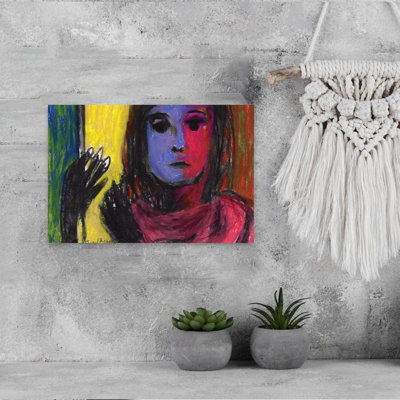 Contemporary Art Abstract Colorful Dramatic Portrait Wall Art by Janel Bragg - Wrapped Canvas Print