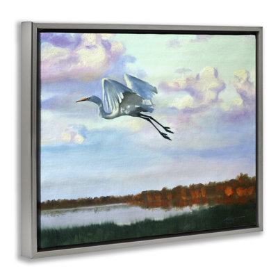 «Egret Over Lake Shore», art mural sur toile par D. Rust