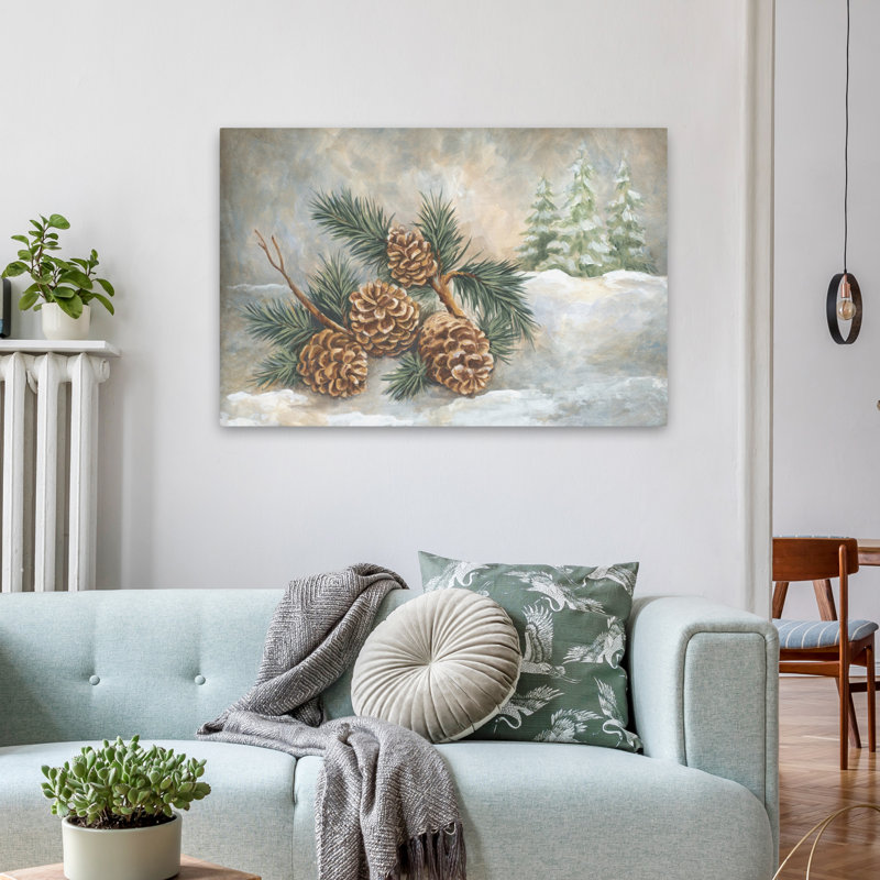 Hiver, pommes de pin hivernales contemporaines, H 24 po x l 36 po