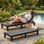Chaise longue inclinable - Dossier réglable à 5 positions, chaise longue pour le patio, la piscine, le camping (ensemble de 2)