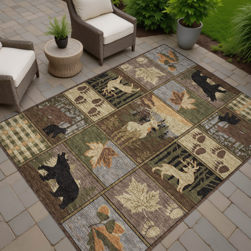 Tapis intérieur / extérieur lavable à la machine Chantille ACN2448 Lodge, Chocolat, 5 pi x 7 pi 6 po