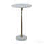 Table d'appoint ronde 14 po x 14 po x 24 po - Plateau en marbre blanc, motif de palmier doré